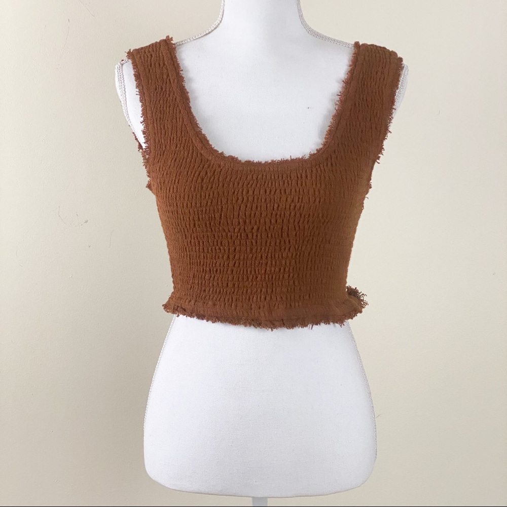 Free People Ribbed Cropped Fringe Crop Top